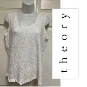 Theory White Cotton Distressed Tank Top